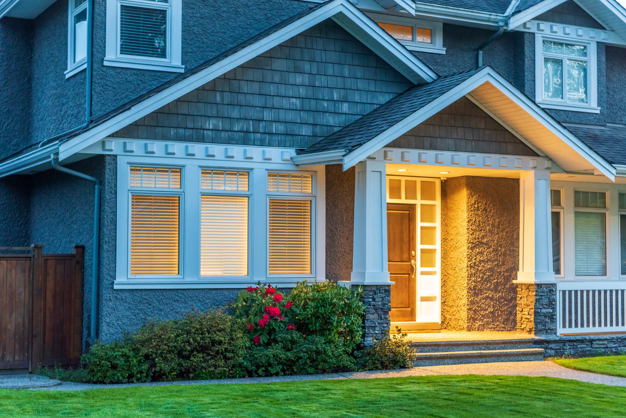 New home exterior with vinyl siding